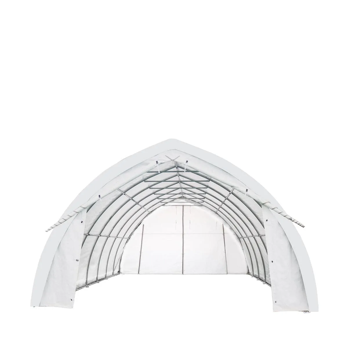 TMG Industrial 20' x 30' Arch Wall Peak Ceiling Storage Shelter with Heavy Duty 17 oz PVC Cover & Drive Through Doors, TMG-ST2031PV(Previously ST2030PV)