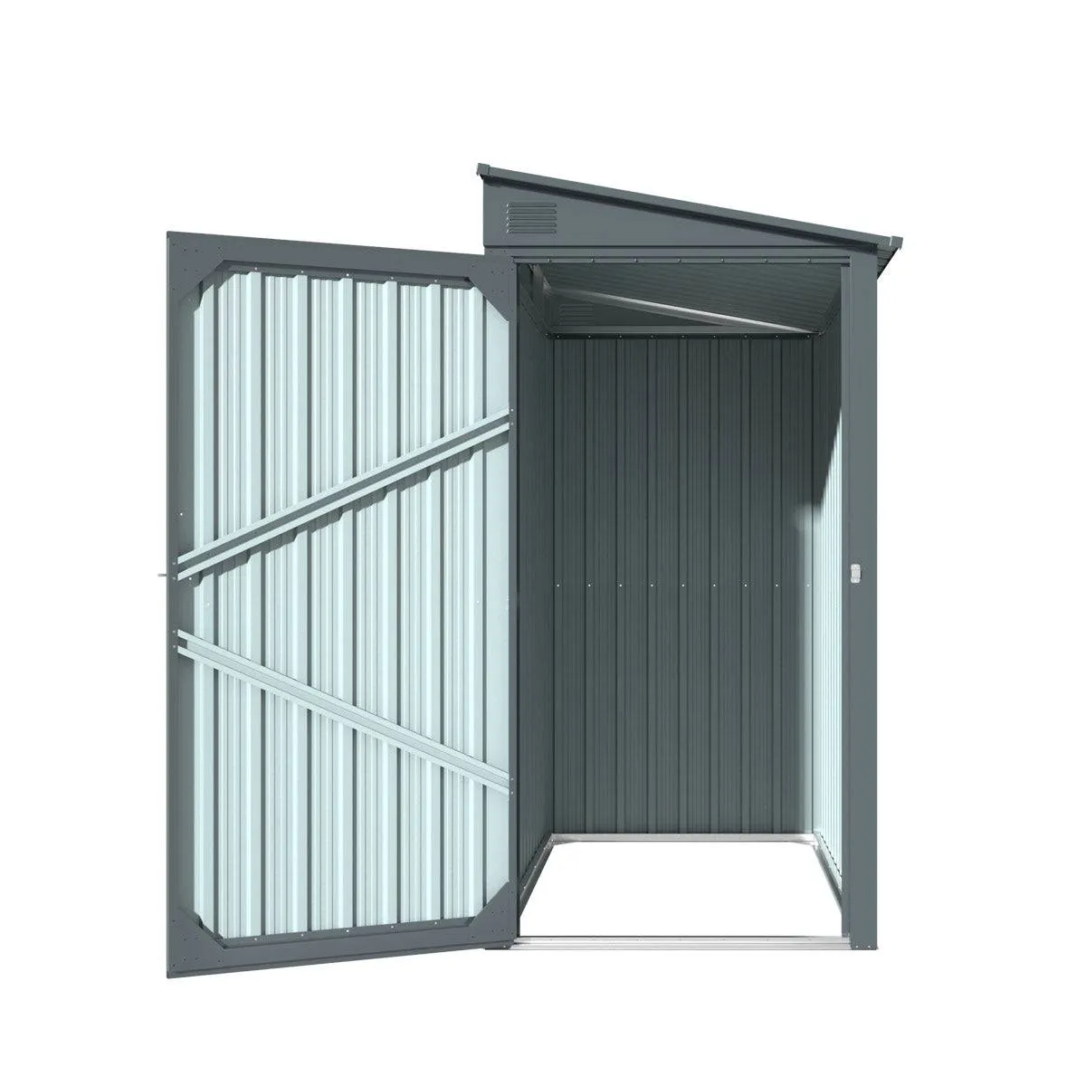 TMG Industrial 3’ x 6’ Galvanized Metal Pent Shed, 29 GA Corrugated Metal, 75“ Upper edge, TMG-MS0306