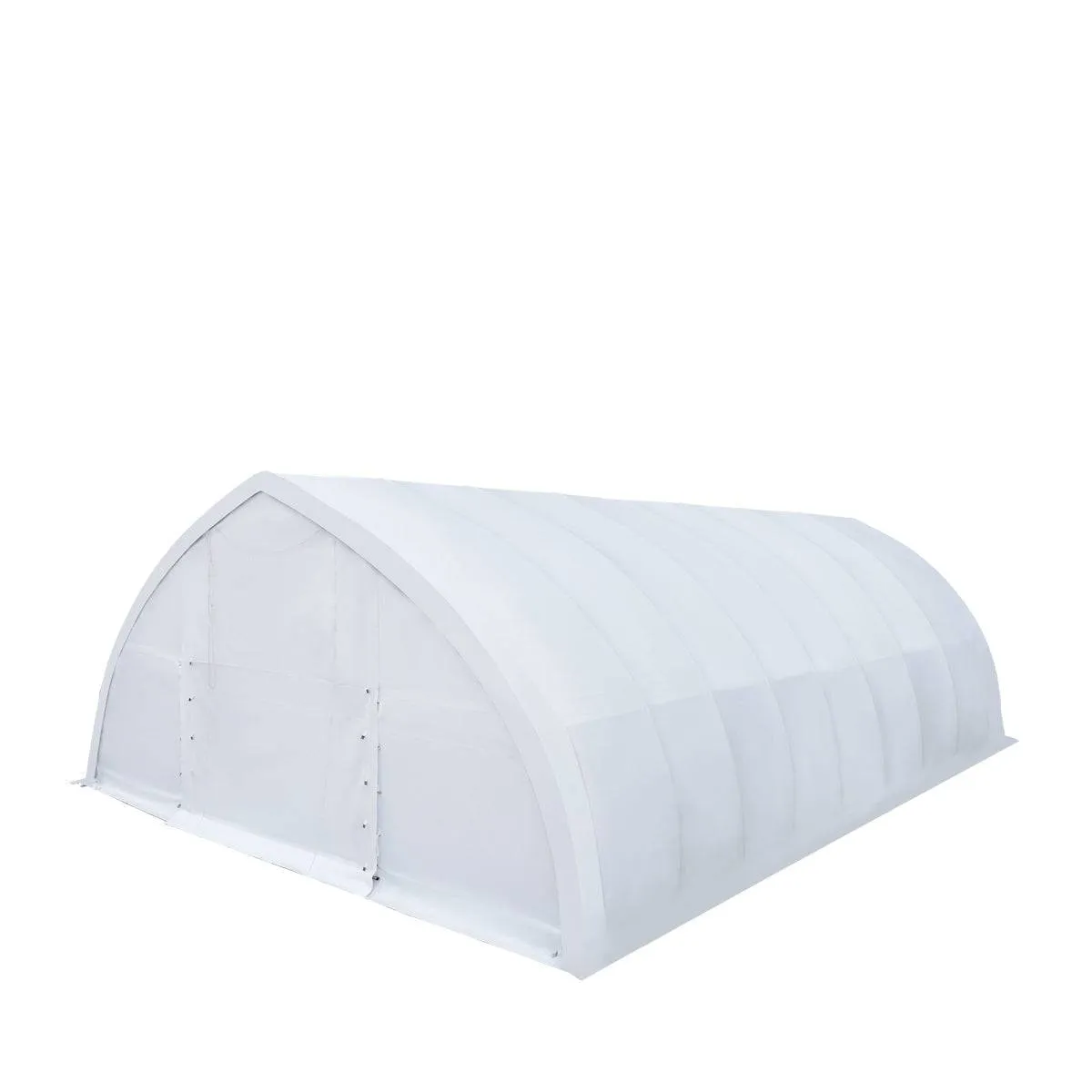 TMG Industrial 30' x 40' Peak Ceiling Storage Shelter with Heavy Duty 17 oz PVC Cover & Drive Through Doors, TMG-ST3040V