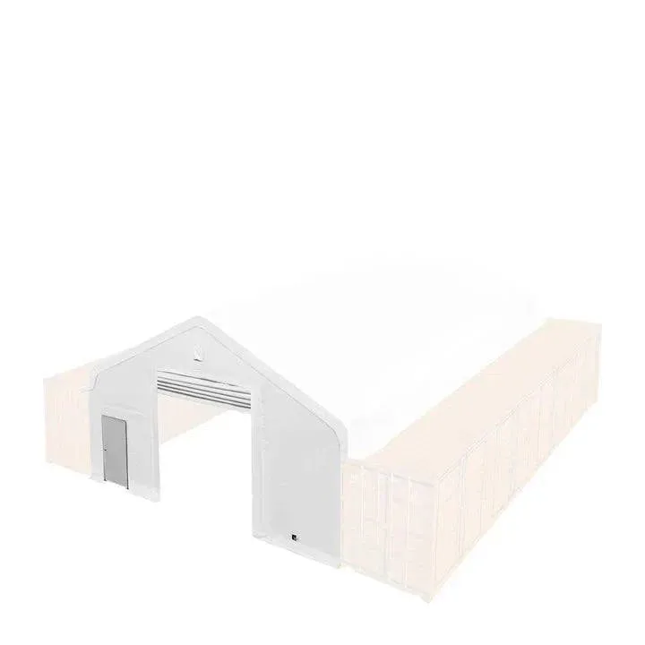 TMG Industrial Front & Back End Wall Kit, Custom Cut for TMG-ST3040C Container Peak Roof Shelter, Front wall with mechanical rollup door, Steel Man Door, Rear closed wall, 11 oz PE, TMG-ST30CFB9CE