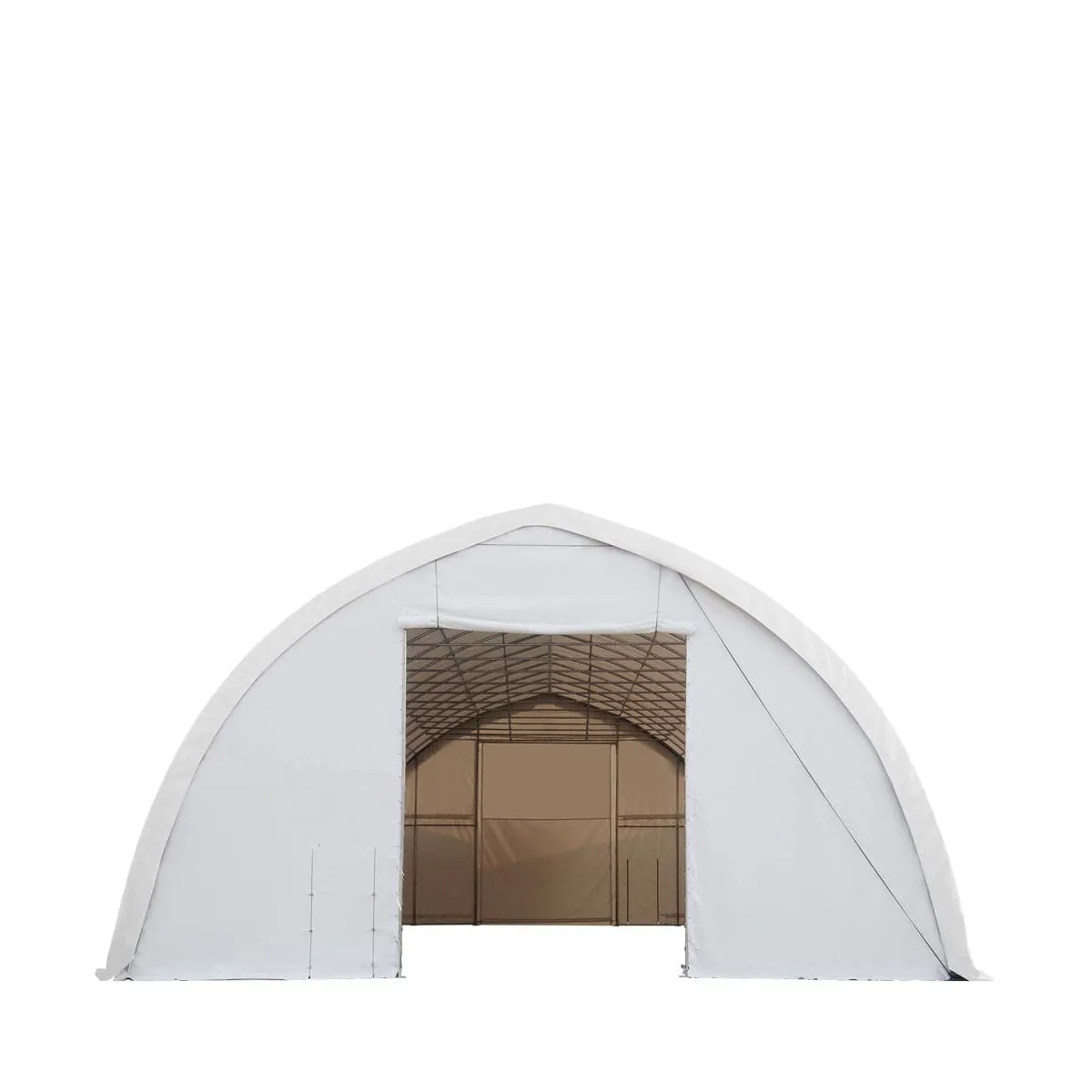 TMG-ST4061V 40' x 60' Peak Ceiling Storage Shelter, Single Truss, 17oz Commercial Grade PVC Cover, 13' W x 16' H Wide Open Door on Two End Walls