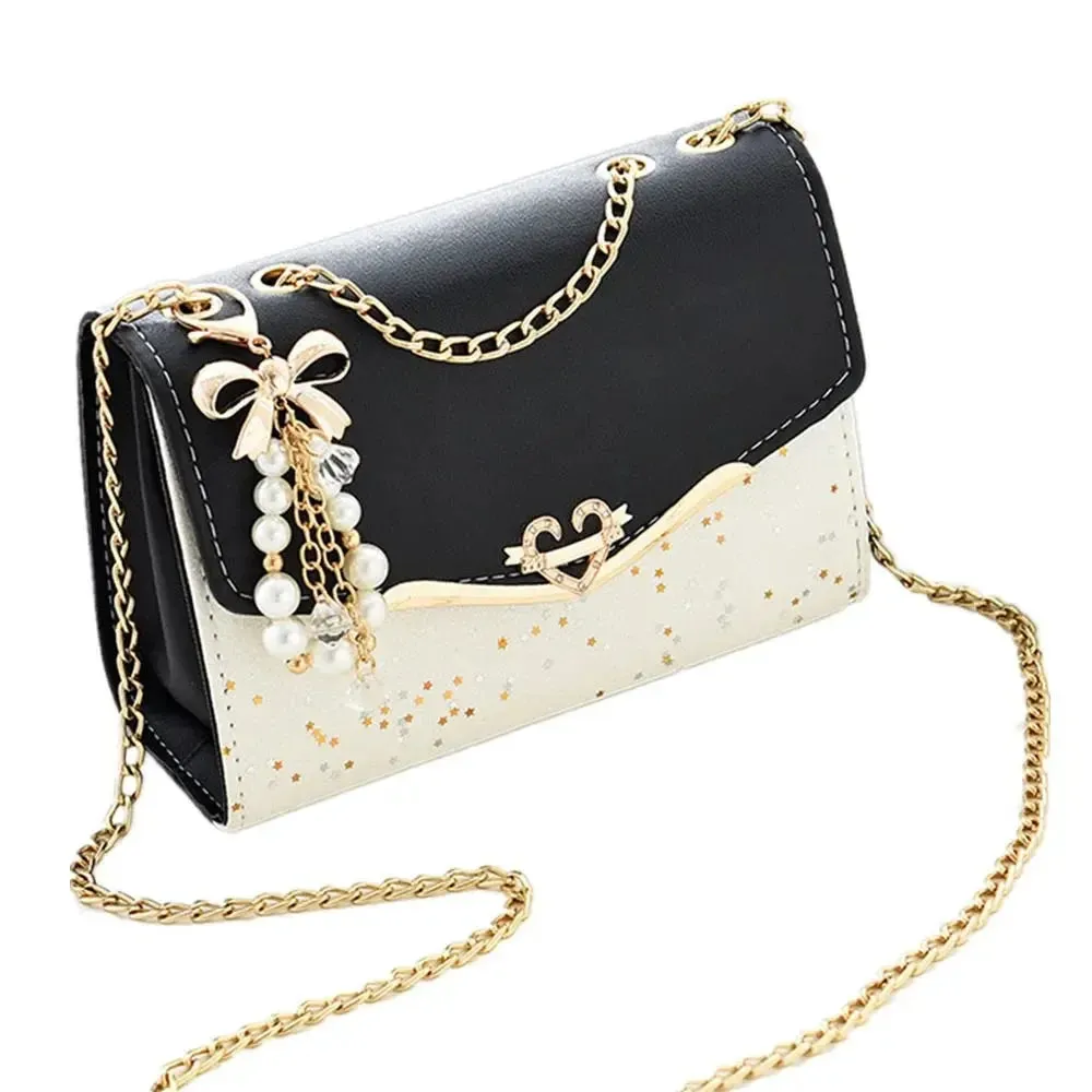 Trendy Sequin Messenger Bag for Women with Tassel Pendant