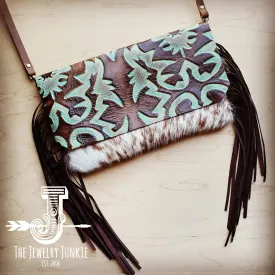 Turquoise Laredo Flap and Fringe Leather Handbag