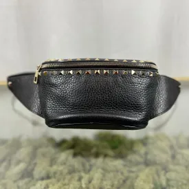 VALENTINO Rockstud Black Leather Belt Bag