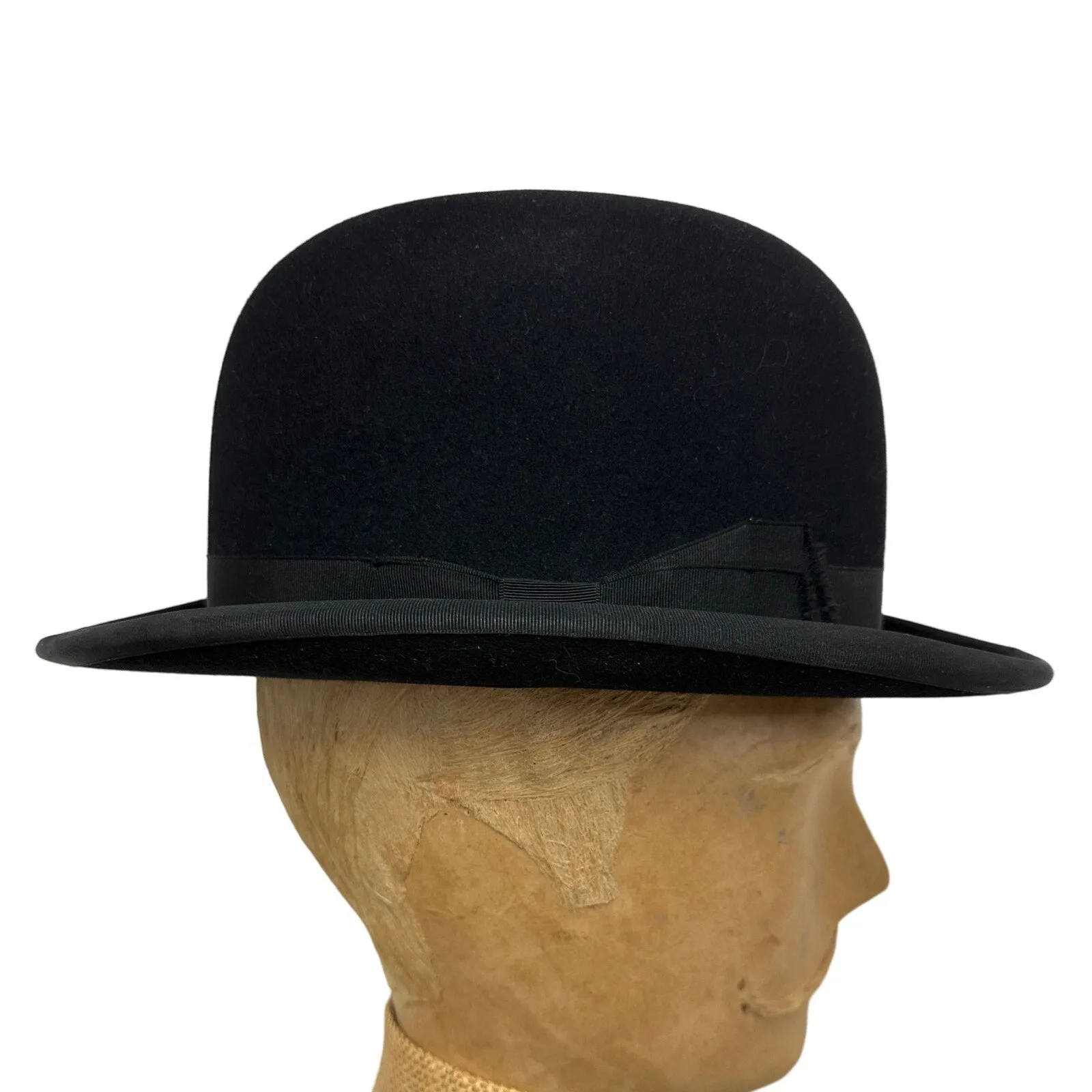 Vintage 1950s STETSON Black Felt Bowler Derby Hat MENS 7 1/8 Standard  Quality