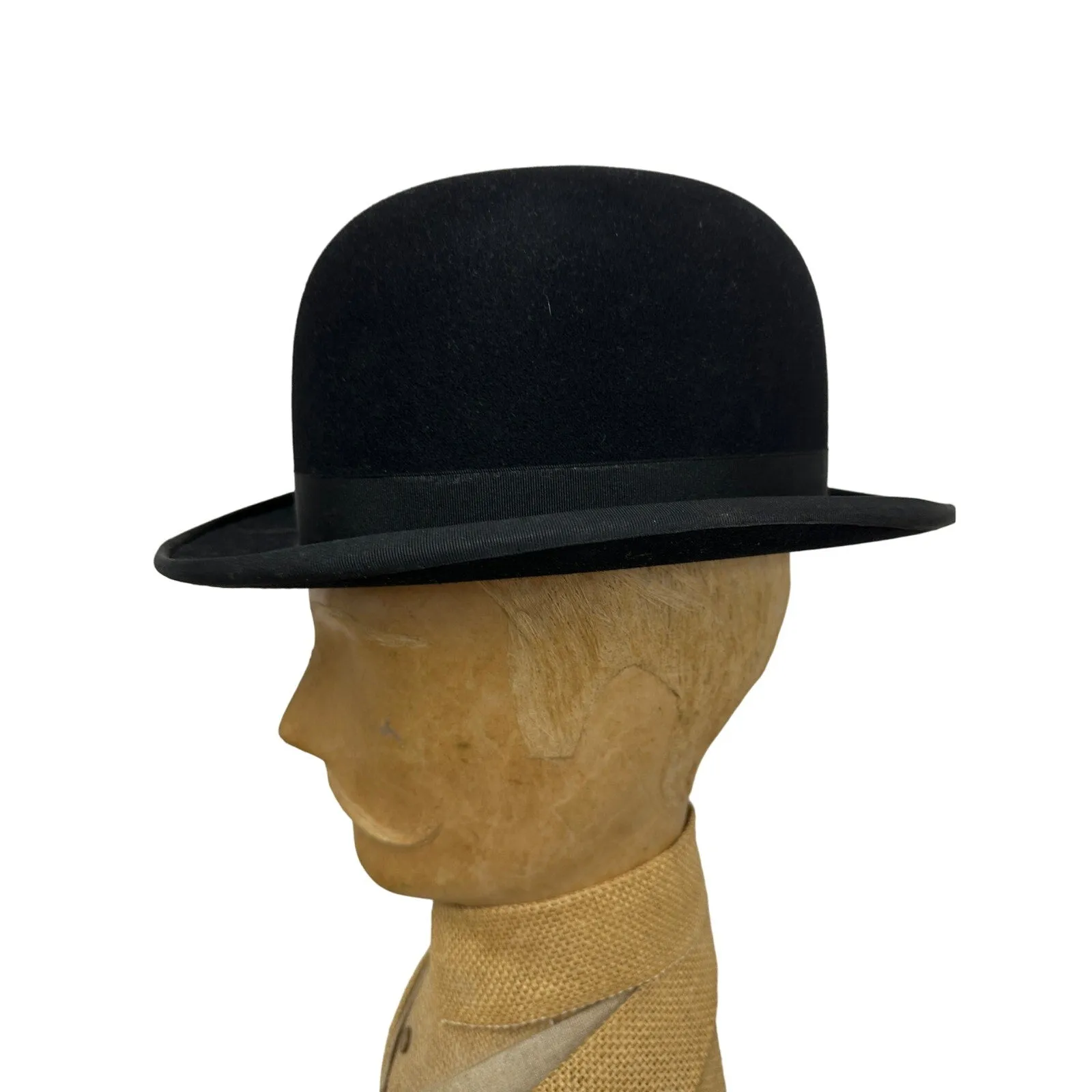 Vintage 1950s STETSON Black Felt Bowler Derby Hat MENS 7 1/8 Standard  Quality