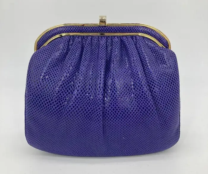 Vintage Judith Leiber Purple Lizard Clutch c1980s