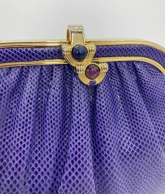 Vintage Judith Leiber Purple Lizard Clutch c1980s