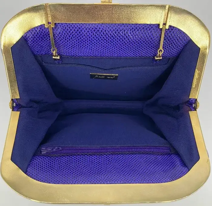 Vintage Judith Leiber Purple Lizard Clutch c1980s