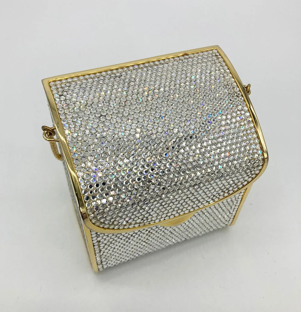 Vintage Judith Leiber Top Flap Crystal Shoulder Bag Minaudiere