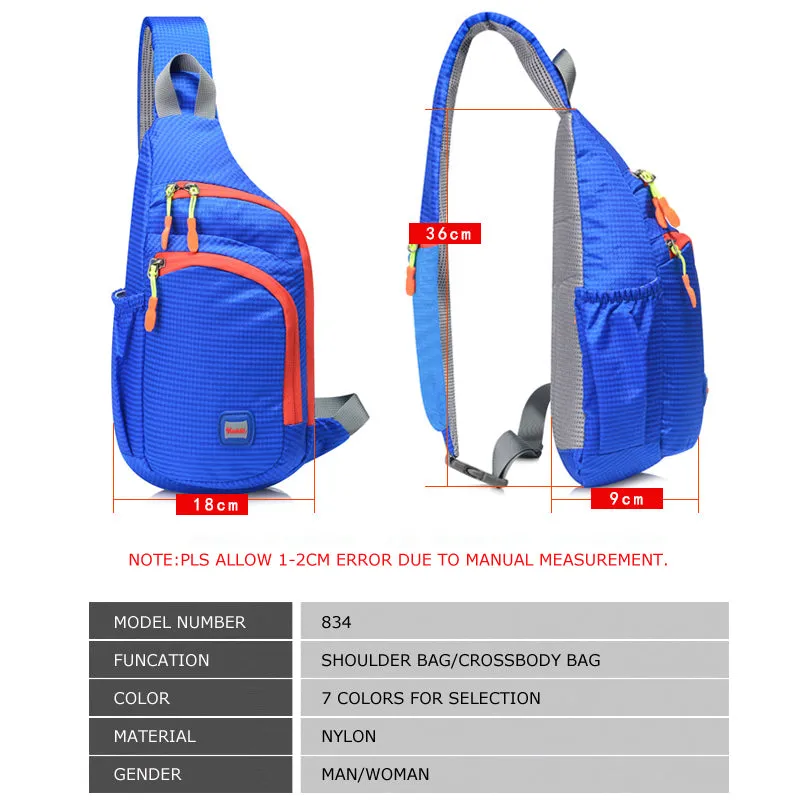 Waterproof Nylon Outdoor Sports Anti Theft Bag Climbing Hiking Cycling Bottle Holder Shoulder Cross Body Chest Bag