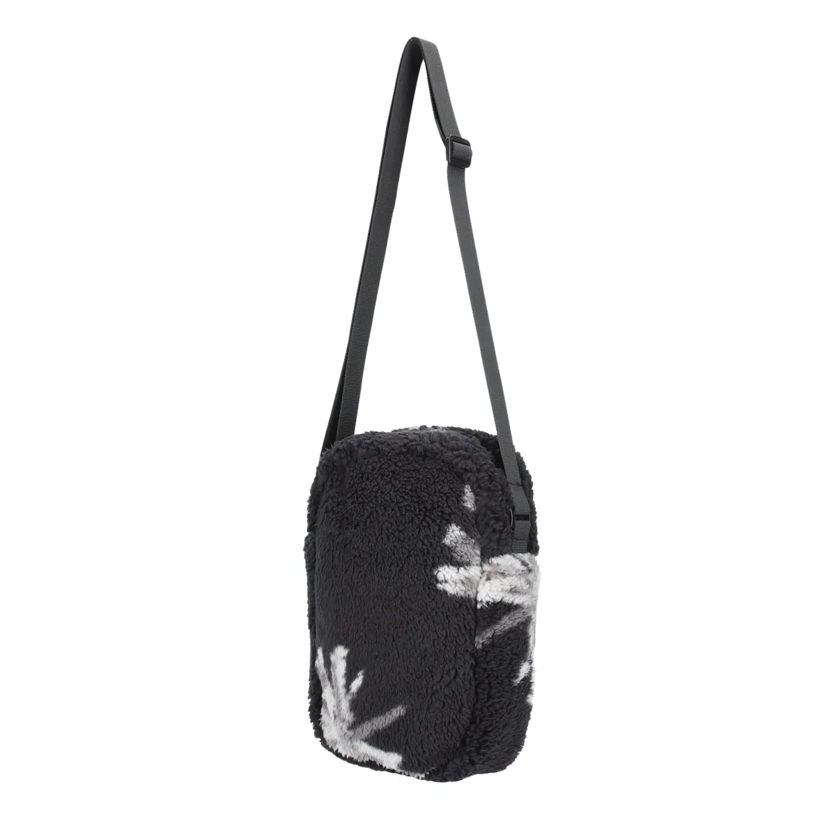 WDS PALM TREE (PATTERN) FLEECE SACOCHE SHOULDER BAG / BLACK