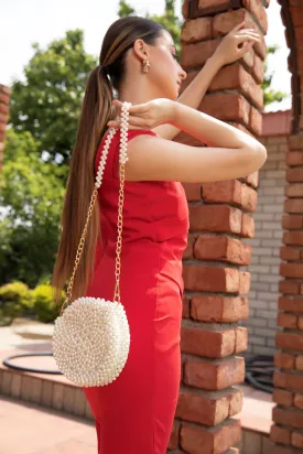 White Pearl Hand Embroidered Clutch