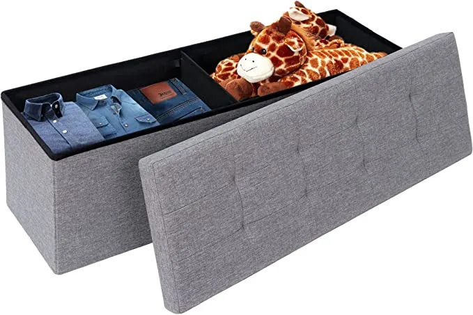 ZENY™ 43 Inches Storage Ottoman Bench Folding Footrest with Padded Seat Large Sotrage Box for Livingroom Bedroom Entryway, 660 lbs Capacity 15" x 43" x 15"